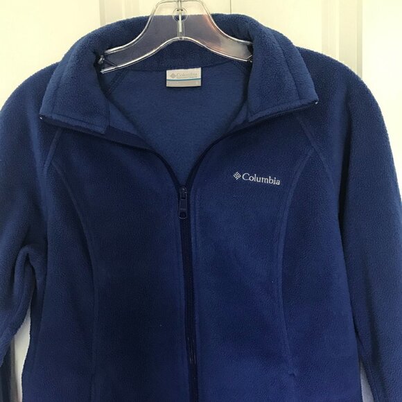 Columbia royal blue fleece zippered jacket, 2 front pockets, cinch at hem, S - Picture 2 of 6